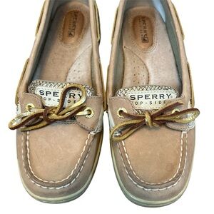 6/$10 😎❤️Sperry Tan Leather Boat Shoes - Women's Classic Deck Slip-Ons Size 6.5
